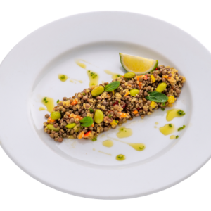 Amanida de llenties amb quinoa i verdura